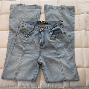 Dollhouse High Rise Stretchy Light Blue Flare Leg Bell Bottom Jeans Jr Size 9